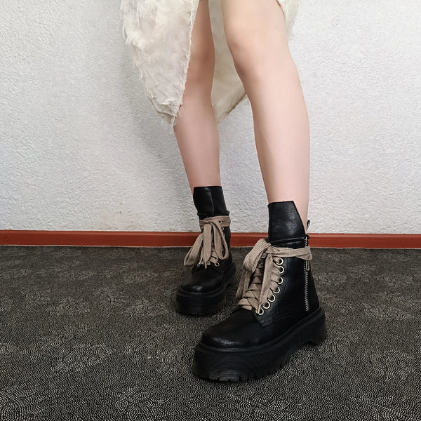 Black Lace Up Winter Boots