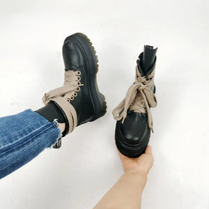 Black Lace Up Winter Boots