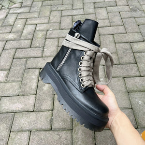 Black Lace Up Winter Boots