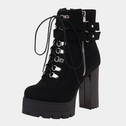 Schwarze Schnürstiefel mit Reißverschluss