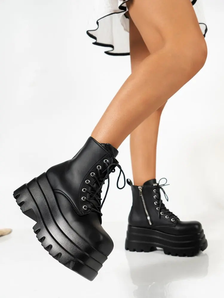 Side lace up boots sales