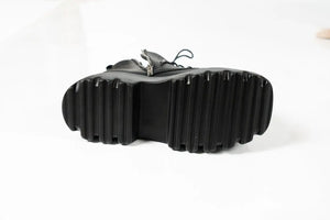 Black Lace Up Zip Side Boots