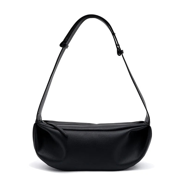 Black Leather Crossbody Sling Bag