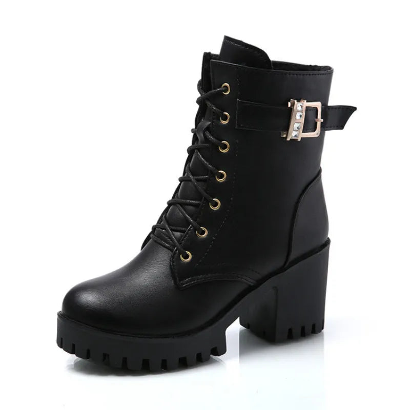 Ladies black sales lace up boots