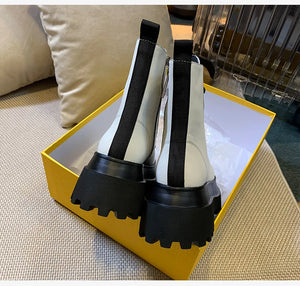 Black Leather Lace Up Platform Boots