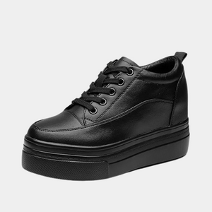 Black Leather Platform Sneakers Techwear