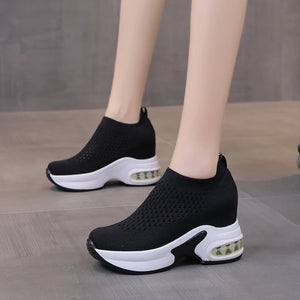 Black Leather Platform Sneakers