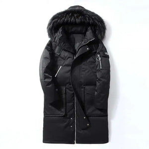 Black Long Faux Fur Hooded Jacket