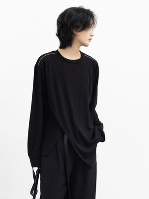 Black Long Sleeve Cotton Women's T Shirts