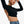 Black Long Sleeve Crop Top, model with an arm raised above the head, open back and the tie at the lower back