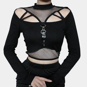 Black long sleeve cropped top