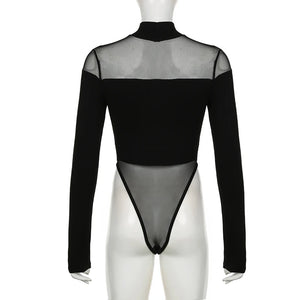 Black Long Sleeve Cut Out Bodysuit