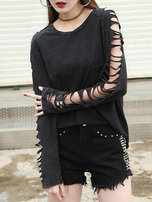 Black long sleeve cut out top