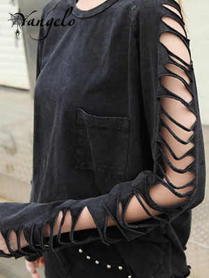 Black long sleeve cut out top