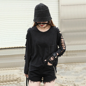 Black long sleeve cut out top
