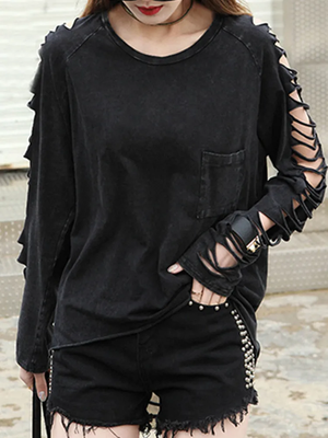 Black long sleeve cut out top