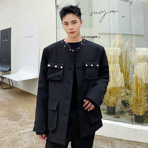 Black Loose Men's Jackets Y2K