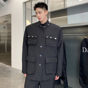 Black Loose Men's Jackets Y2K