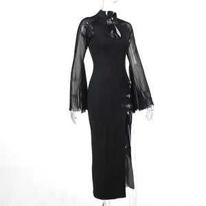 Black Mesh Cut Out Dress