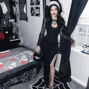 Black Mesh Cut Out Dress