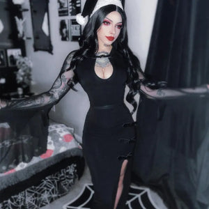 Black Mesh Cut Out Dress