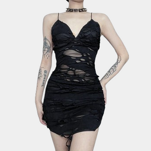 Black Net Cut Out Bodycon Dress