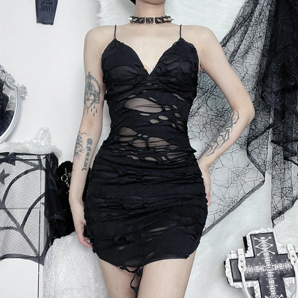 Black Net Cut Out Bodycon Dress