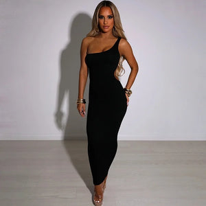 Black One Shoulder Cut Out Dress