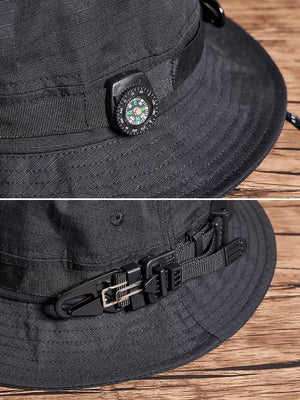 Tactical Hip Hop Punk Techwear Bucket Hat Men Women Outdoor Camping Sun Hat Multifunction Detachable Buckle Fisherman Ha