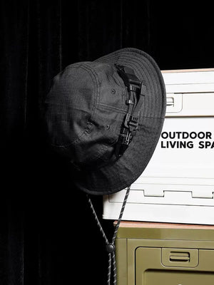 Tactical Hip Hop Punk Techwear Bucket Hat Men Women Outdoor Camping Sun Hat Multifunction Detachable Buckle Fisherman Ha