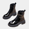 Black Patent Leather Lace Up Boots