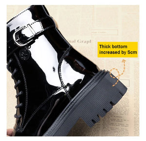 Black Patent Leather Lace Up Boots