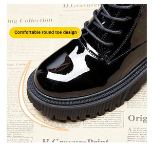 Black Patent Leather Lace Up Boots