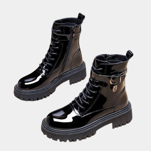 Black Patent Leather Lace Up Boots CYBER TECHWEAR® – Cyber Techwear
