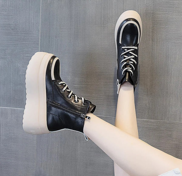 Black Platform Ankle Sneakers