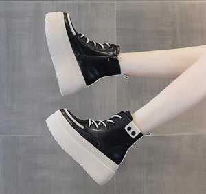 Black Platform Ankle Sneakers