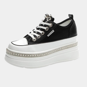 Black Platform Bling Crystal Sneakers