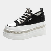 Schwarze Plateau-Sneaker mit Bling-Kristallen
