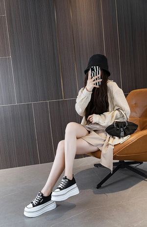 Black Platform Bling Crystal Sneakers