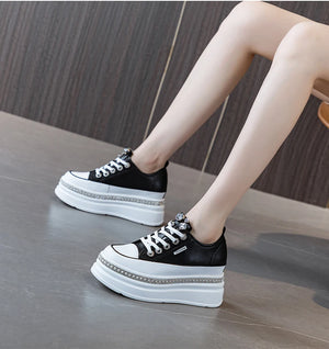 Black Platform Bling Crystal Sneakers