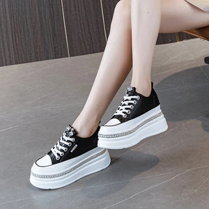 Black Platform Bling Crystal Sneakers
