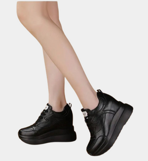 Black Platform Breathable Sneakers