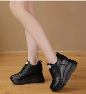 Black Platform Breathable Sneakers