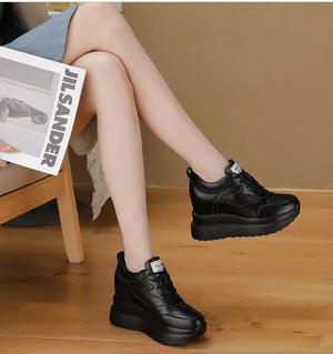 Black Platform Breathable Sneakers