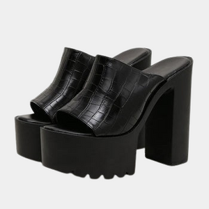 Black Platform Chunky Sandals For Womens