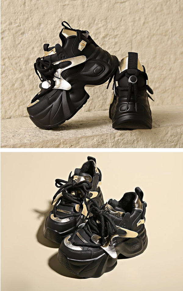 Black Platform Comfortable Sneakers