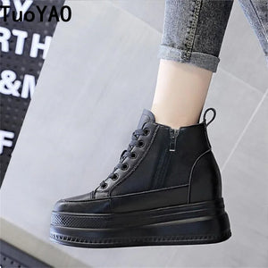 Black Platform High Top Women Sneakers