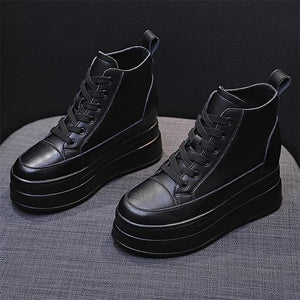 Black Platform High Top Women Sneakers
