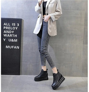 Black Platform High Top Women Sneakers