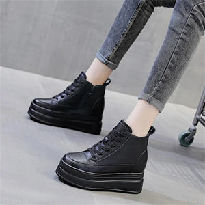 Black Platform High Top Women Sneakers